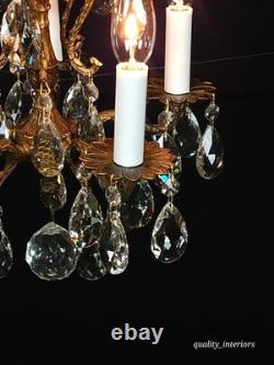 Antique Darlingest Petite Cut Lead Glass Crystal Chandelier Pair Available