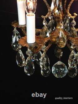 Antique Darlingest Petite Cut Lead Glass Crystal Chandelier Pair Available