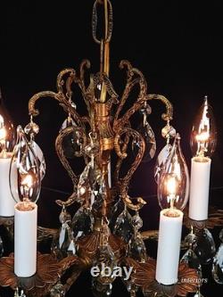 Antique Darlingest Petite Cut Lead Glass Crystal Chandelier Pair Available