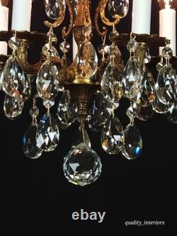 Antique Darlingest Petite Cut Lead Glass Crystal Chandelier Pair Available