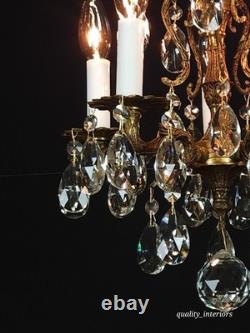 Antique Darlingest Petite Cut Lead Glass Crystal Chandelier Pair Available