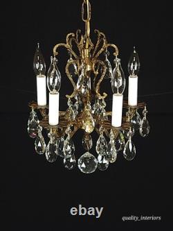 Antique Darlingest Petite Cut Lead Glass Crystal Chandelier Pair Available