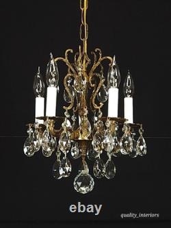 Antique Darlingest Petite Cut Lead Glass Crystal Chandelier Pair Available