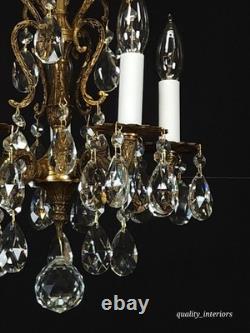Antique Darlingest Petite Cut Lead Glass Crystal Chandelier Pair Available