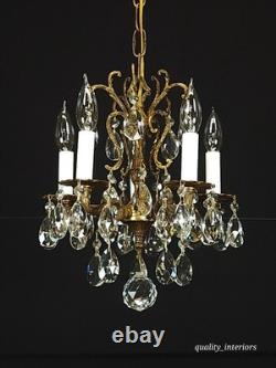 Antique Darlingest Petite Cut Lead Glass Crystal Chandelier Pair Available