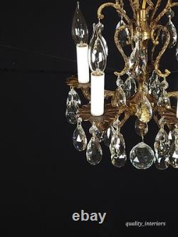 Antique Darlingest Petite Cut Lead Glass Crystal Chandelier Pair Available