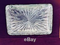Antique Diamond Cut Baccarat Crystal & Dore Metal Jewelry Box Casket with Key