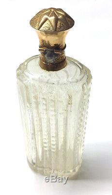 Antique Dutch cut crystal 14k gold perfume bottle