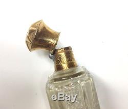 Antique Dutch cut crystal 14k gold perfume bottle