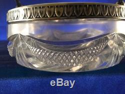 Antique Early 1900's Latvian Russian Solid Silver 875 Cut Crystal Glass Bowl