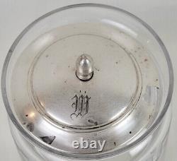 Antique Etched Cut Glass Crystal Sugar Bowl withSterling Lid Monogrammed M