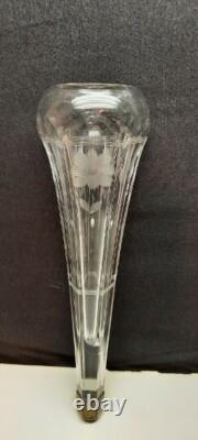 Antique Etched Glass Car Vase Cut Crystal with Pierced Mounting Bracket