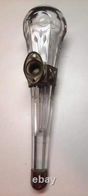 Antique Etched Glass Car Vase Cut Crystal with Pierced Mounting Bracket