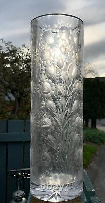 Antique Exeptional Moser Crystal Deep Cut Glass 12 Inch Vase