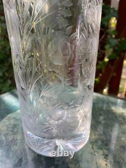 Antique Exeptional Moser Crystal Deep Cut Glass 12 Inch Vase