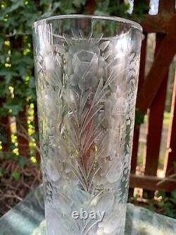 Antique Exeptional Moser Crystal Deep Cut Glass 12 Inch Vase