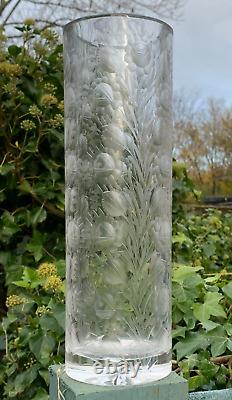 Antique Exeptional Moser Crystal Deep Cut Glass 12 Inch Vase