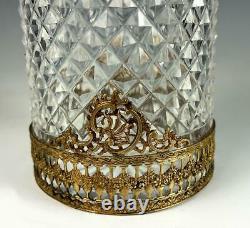 Antique French Baccarat 6 x 3 Cut Crystal Decanter, Scent Bottle, Dore Bronze