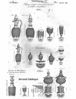 Antique French Baccarat 9.5 Decanter, 4 Cordial Goblets, c1830 Diam Cut Crystal