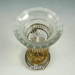 Antique French Baccarat Cut Crystal Bowl Gilt Bronze Stand Table Centerpiece