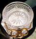Antique French Baccarat Cut Crystal Bronze Serpentine Handle Wine Taster Bowl