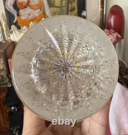 Antique French Baccarat Diamond Cut Crystal Glass Cylindrical Casket