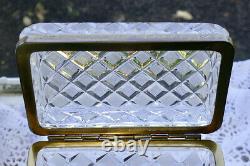 Antique French Baccarat Style Diamond Cut Crystal Dresser Box or Jewel Casket
