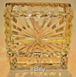 Antique French Crystal Cut Glass Gilt Bronze Ormolu Jewelry Casket Trinket Box