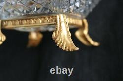Antique French Crystal cut glass bronze ormolu mounted BASKET BOWL