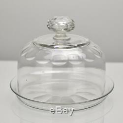 Antique French Cut Clear Crystal Cheese Dome / Bell / Cloche by Baccarat c. 1880