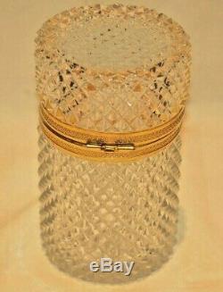 Antique French Cut Crystal Glass Gilt Bronze Ormolu Jewlery Casket Trinket Box