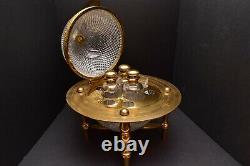 Antique French Cut Crystal Liquor World Globe Cady Tantalus Cave Gilt Bronze