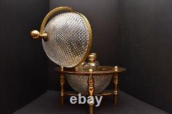 Antique French Cut Crystal Liquor World Globe Cady Tantalus Cave Gilt Bronze