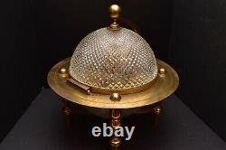 Antique French Cut Crystal Liquor World Globe Cady Tantalus Cave Gilt Bronze