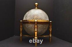 Antique French Cut Crystal Liquor World Globe Cady Tantalus Cave Gilt Bronze