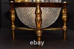 Antique French Cut Crystal Liquor World Globe Cady Tantalus Cave Gilt Bronze