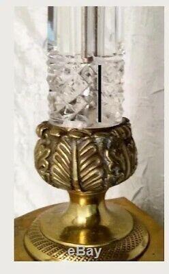 Antique French Cut Crystal and Gilt Bronze 4 Light Candelabras