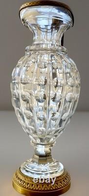 Antique French Empire Baccarat Cut Crystal Glass & Ormolu Bronze Ewer Jug 1860