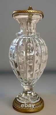 Antique French Empire Baccarat Cut Crystal Glass & Ormolu Bronze Ewer Jug 1860