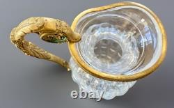 Antique French Empire Baccarat Cut Crystal Glass & Ormolu Bronze Ewer Jug 1860