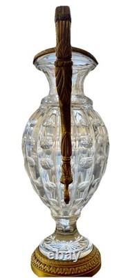 Antique French Empire Baccarat Cut Crystal Glass & Ormolu Bronze Ewer Jug 1860