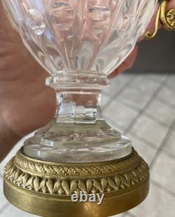 Antique French Empire Baccarat Cut Crystal Glass & Ormolu Bronze Ewer Jug 1860