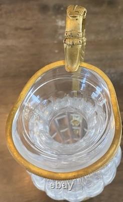 Antique French Empire Baccarat Cut Crystal Glass & Ormolu Bronze Ewer Jug 1860