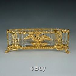 Antique French Gilt Bronze Ormolu Cut Crystal Centerpiece Bowl Jardiniere Empire