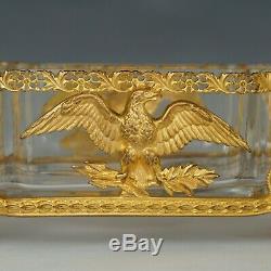 Antique French Gilt Bronze Ormolu Cut Crystal Centerpiece Bowl Jardiniere Empire