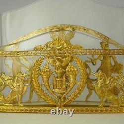 Antique French Gilt Bronze Ormolu Empire Style Cut Crystal Letter Rack Holder