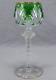 Antique French Green Cut to Clear & Raised Gold Crystal Hock Wine Glass