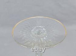Antique French Green Cut to Clear & Raised Gold Crystal Hock Wine Glass