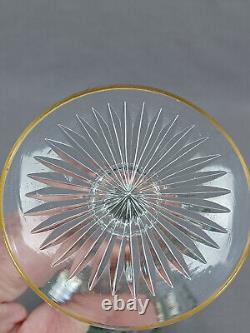 Antique French Green Cut to Clear & Raised Gold Crystal Hock Wine Glass