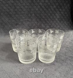 Antique French Hand Cut Engraved Grapevines Crystal Glass Liquor Glasses